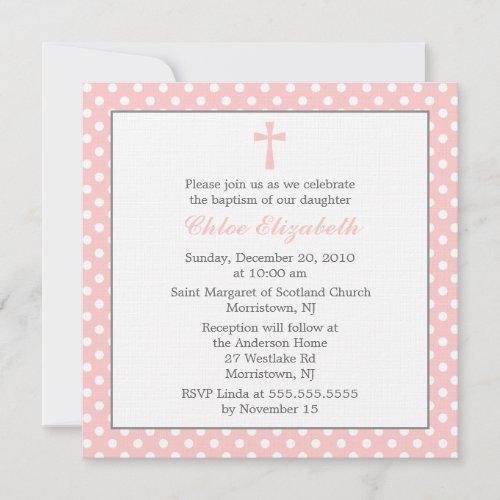 Polka Dots Baptism Invitations