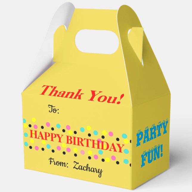 Polka Dots Birthday Balloons Thank You Favor Boxes (Back)