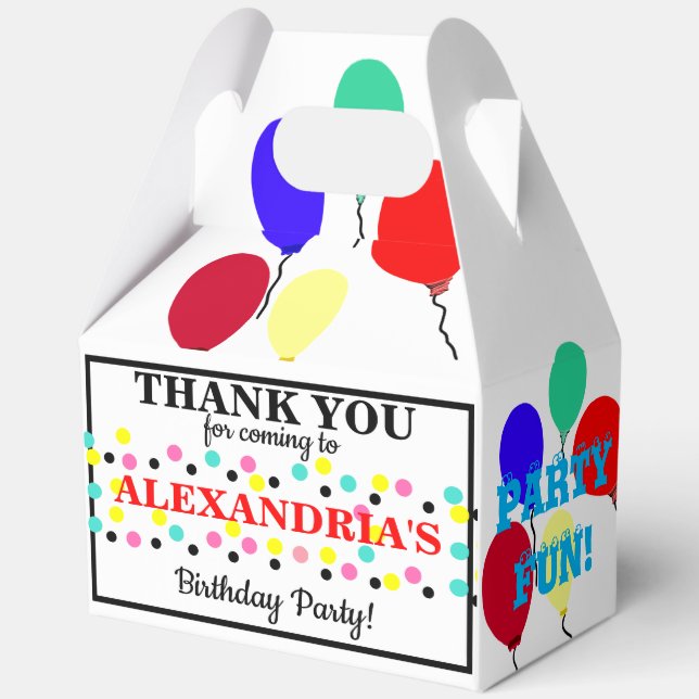 Polka Dots Birthday Balloons White Favor Boxes (Back)