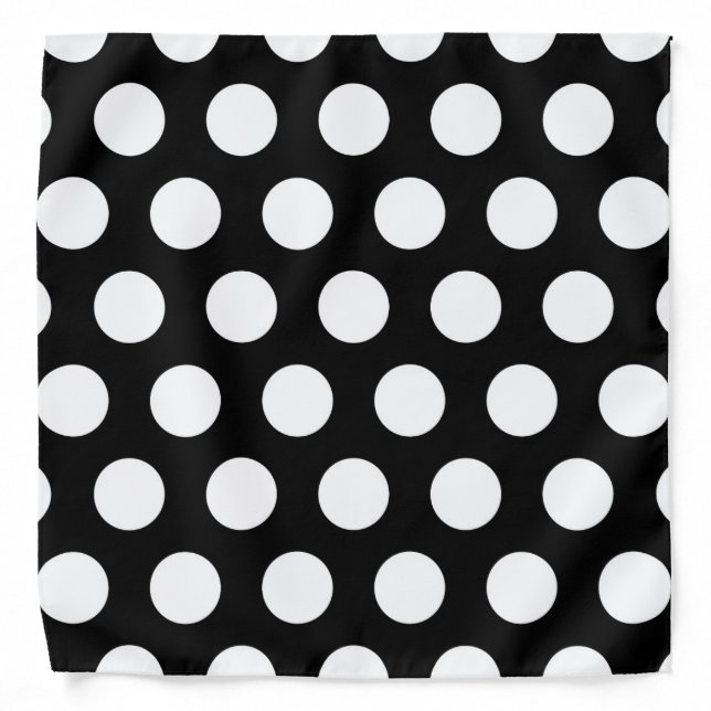 Polka Dots Black and White Bandana (Front)