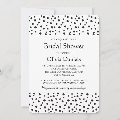 Polka dots Black and White Bridal Shower Invitation