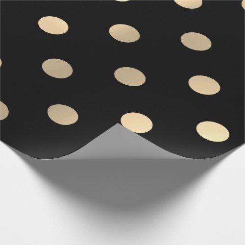 Polka Dots Black Minimal Champaigne Gold Wrapping Paper
