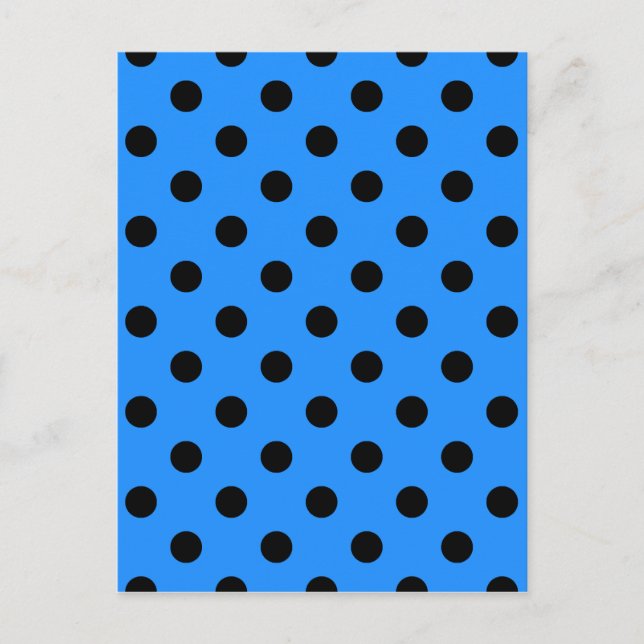 Polka Dots - Black on Dodger Blue Postcard (Front)