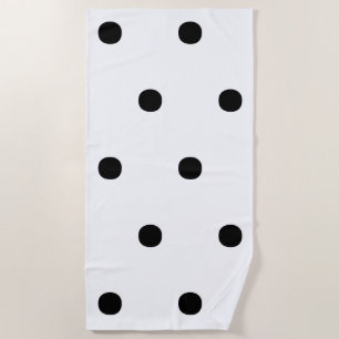 Polka dots Black white big bold elegant pattern Beach Towel