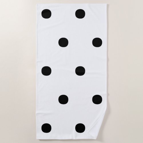 Polka dots Black white big bold elegant pattern Beach Towel