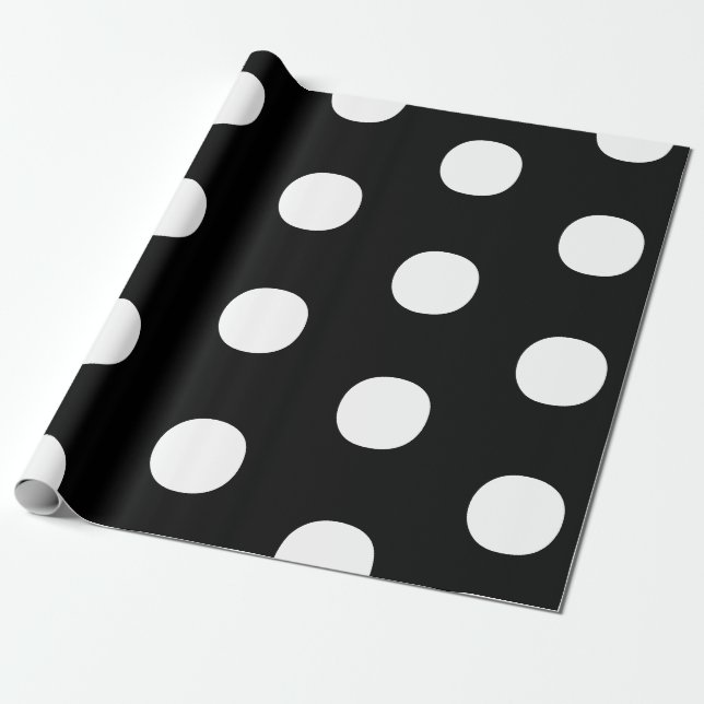Polka dots Black white big bold elegant pattern Wrapping Paper (Unrolled)