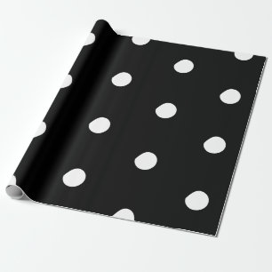 Polka dots Black white big bold pattern elegant Wrapping Paper