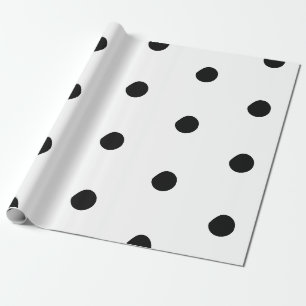 Polka dots Black white big bold pattern elegant Wrapping Paper