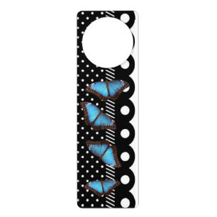 Polka Dots Black White Pattern Peace Love Destiny Door Hanger