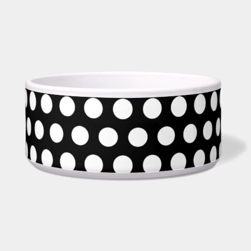 Polka dots black white retro dog pet bowl gift bowl