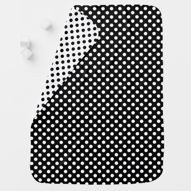 Polka Dots Black/White Reversible Baby Blanket (In Situ)