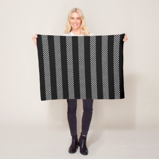 Polka dots, black & white stripes, lines pattern 2 fleece blanket