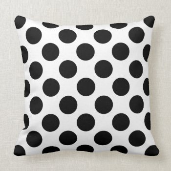 Polka Dots Black White Throw Pillow by ZionMade at Zazzle