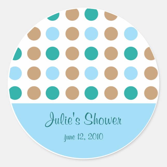 Polka Dots Blue Favor Bag Label Sticker (Front)