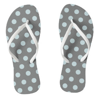 Polka Dots Blue Grey Flip Flops