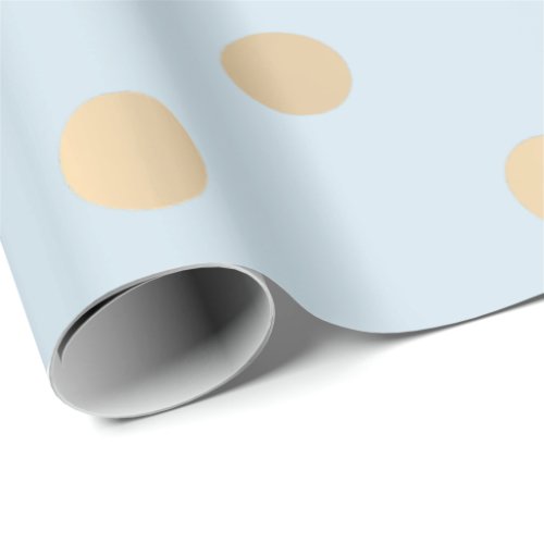 Polka Dots Blue Pastel Champaigne Gold Wrapping Paper