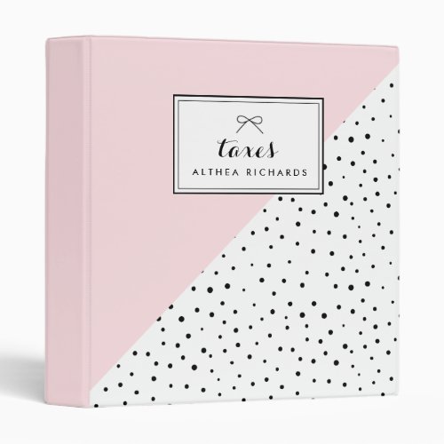 Polka Dots Blush Abtract Pattern Custom Taxes Binder