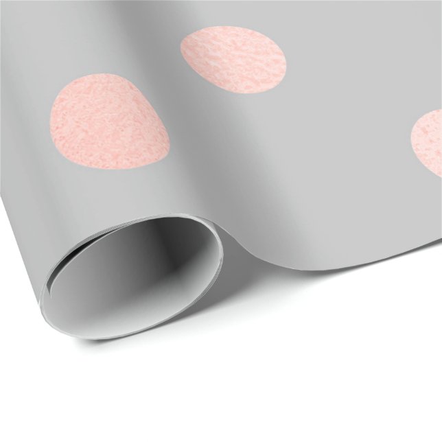 Polka Dots Blush Rose Peach Gray Minimal Elegant Wrapping Paper (Roll Corner)