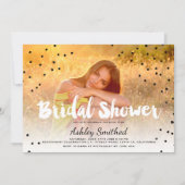 Polka dots boho photo typography bridal shower invitation (Front)