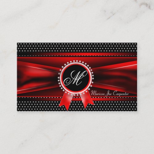 Polka Dots Bowtie Black Monogram M Business Card