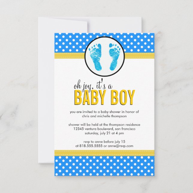 Polka Dots - Boy Baby Shower Invitation (Front)