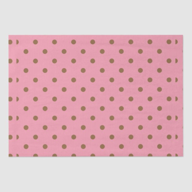 Polka Dots Brown on Pink Tissue Paper (Front)