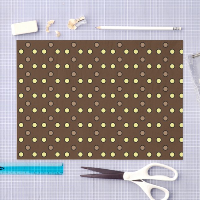 Polka dots brown yellow and beige tissue paper (Craft)