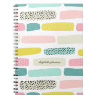 Polka dots & brush strokes. Modern abstract bright