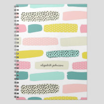 Polka dots & brush strokes. Modern abstract bright Notebook