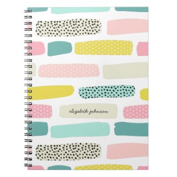 Polka Dots & Brush Strokes. Modern Abstract Bright Notebook by RemioniArt at Zazzle