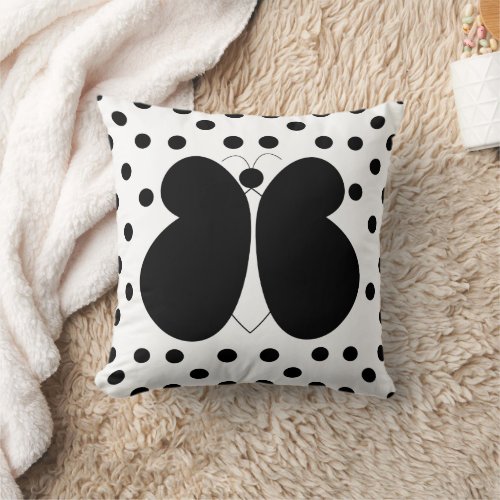 Polka Dots Butterfly  Throw Pillow