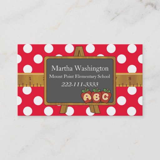 Customizable Polka Dots & Black Board Teacher's Business Card