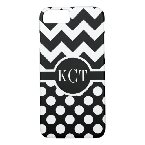 Polka Dots Chevron Pattern Monogram iPhone 87 Case