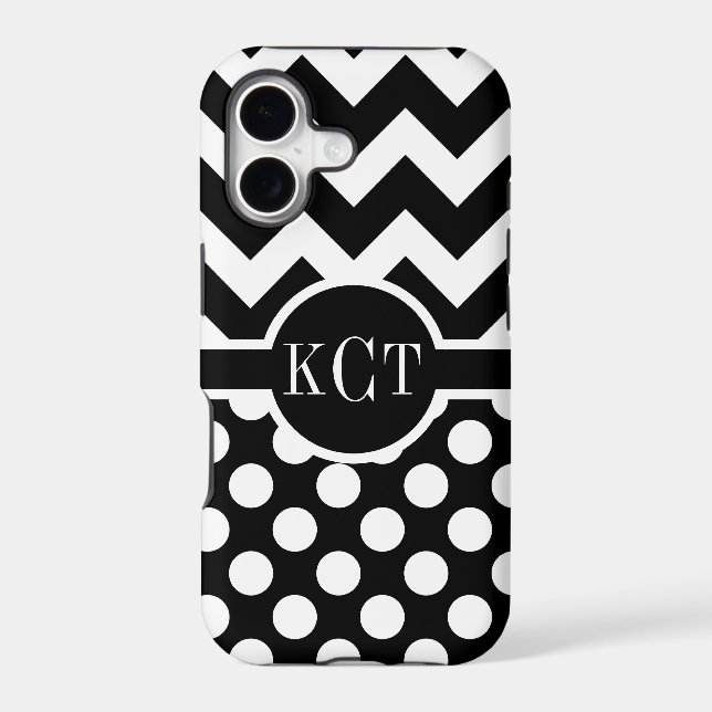Polka Dots Chevron Pattern Monogram Iphone Case (Back)