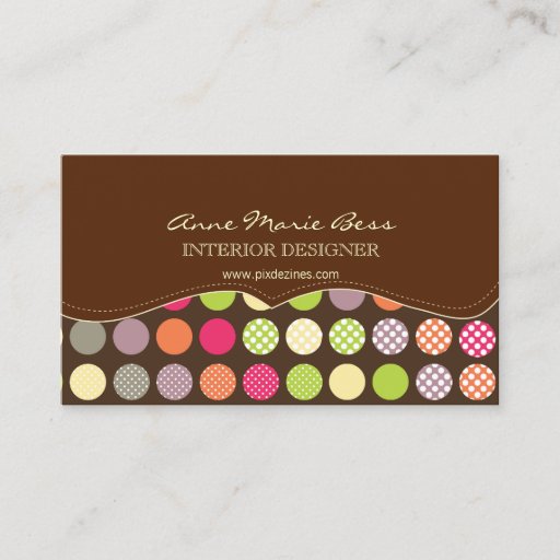 Customizable Polka Dots Chocolate/DIY background color Business Card