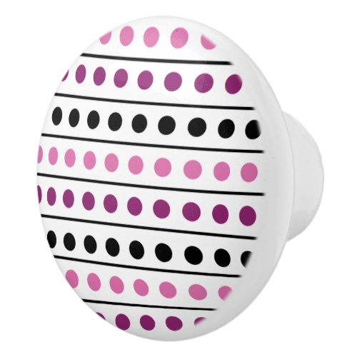 Polka Dots Circle Pattern Pink Purple Black Stripe Ceramic Knob