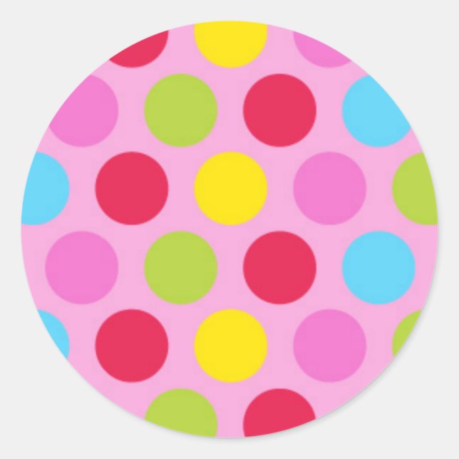 Polka Dots Classic Round Sticker (Front)