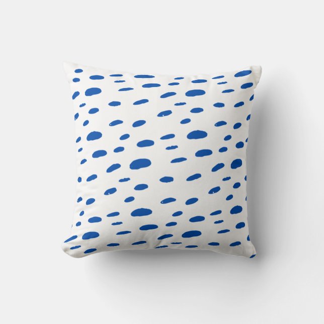 Polka Dots Cobalt Blue Pattern  Throw Pillow (Front)