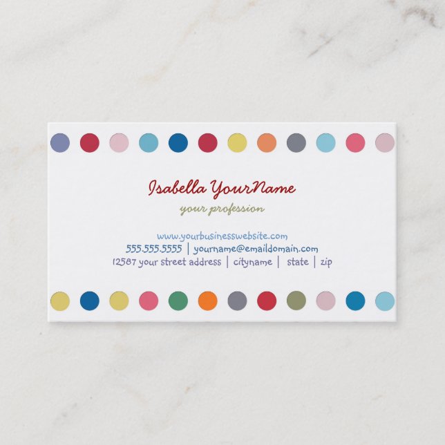 Polka Dots - Color Love Business Card (Front)