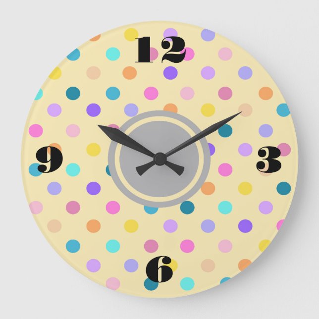 Polka dots confetti colors acrylic wall clock (Front)