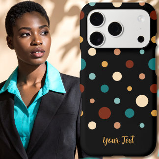 Polka Dots - Cool Colors on Black Phone Case