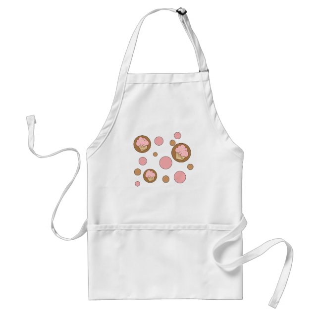 Polka Dots Cupcakes Adult Apron (Front)
