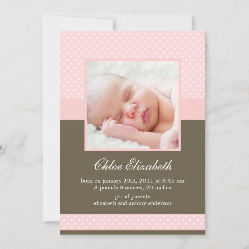 Polka Dots Custom Photo Baby Announcements