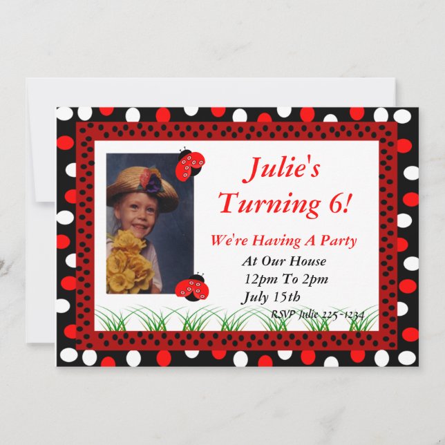 Polka Dots Custom Photo Invitation (Front)