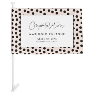 Polka dots Customizable graduate Congratulations Car Flag