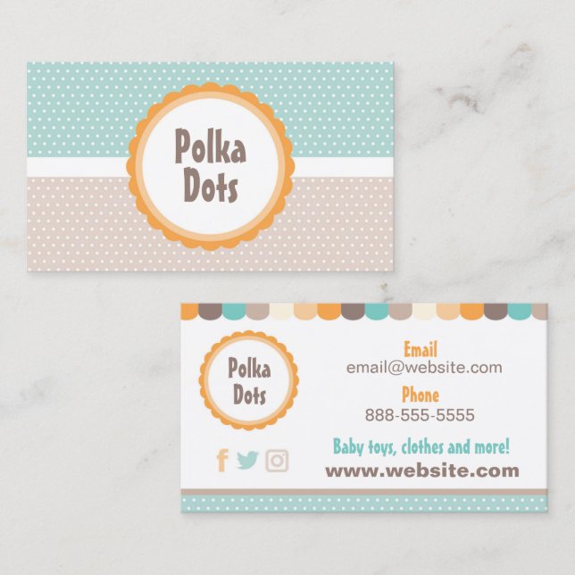 Polka Dots | Cute Babies & Toys Business Card (Front/Back)