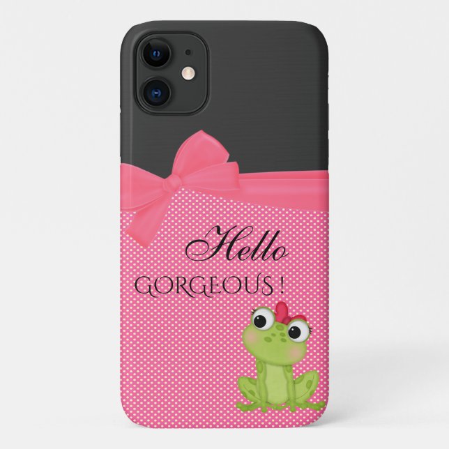 Polka Dots, Cute Froggy-Motivational message Case-Mate iPhone Case (Back)