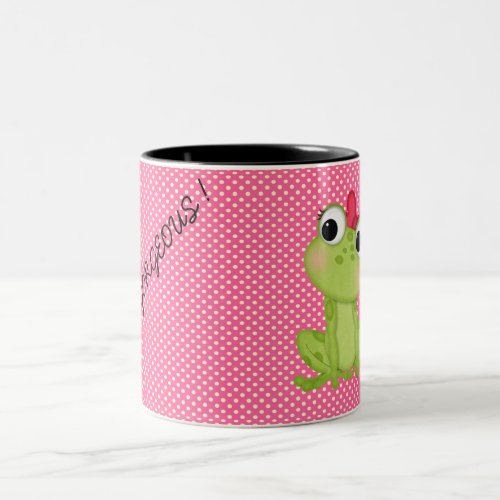 Polka Dots Cute Froggy_Motivational message Two_Tone Coffee Mug