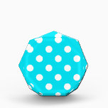 Polka dots cyan hex code 00E3F4 Acrylic Award<br><div class="desc">Polka dots cyan hex code 00E3F4 trend color for the summer</div>