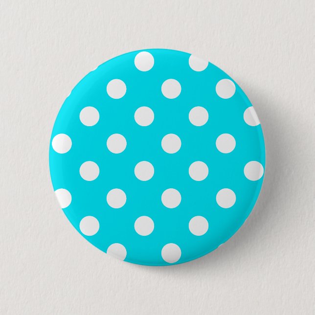 Polka dots cyan hex code 00E3F4 Button (Front)
